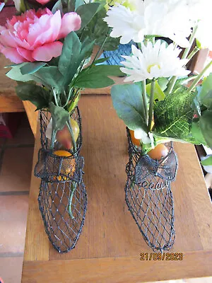 Antique  Shoe Woven Metal Wire Basket • $7.50