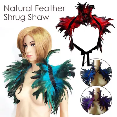 Feather Shrug Shawl Shoulder Wraps Cape Gothic Collar Cosplay Party Body Cage • $13.64