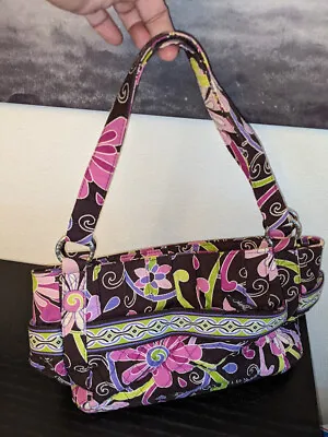 Vera Bradley PURPLE PUNCH Pattern Pleated Bag Pink Purple Green Brown Floral • $11