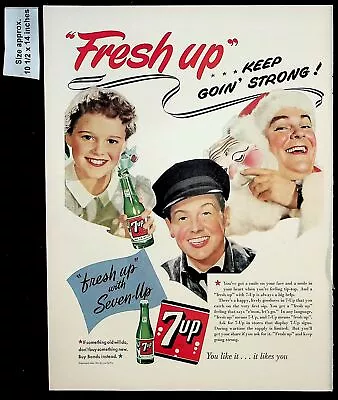 1943 7-Up Soda Fresh Up Refreshing Santa Christmas Drink Vintage Print Ad 39133 • $9.97
