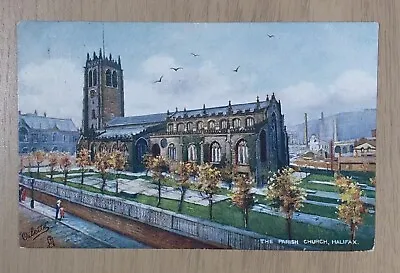 Artist-Drawn Postcard: Halifax Parish Church (Minster) Raphael Tuck Posted 1907 • £2.50
