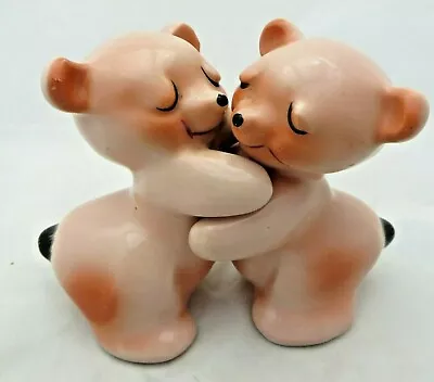 Van Tellingen Hugging Bears Cubs Salt + Pepper Shakers Vtg 3.5 Inch Yellow • $16.25