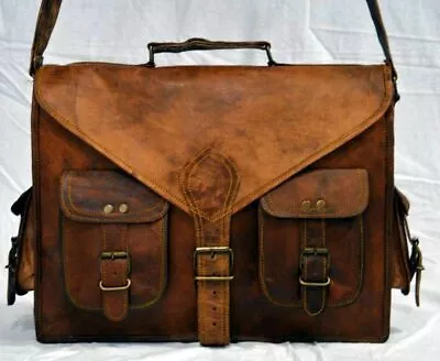 Messenger Bag Genuine Vintage Brown Leather Shoulder Laptop Bag  Briefcase New • $97.28