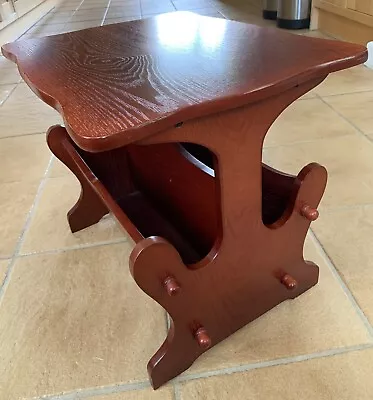 Solid Wood Red Mahogany Magazine Rack Side Table • £25