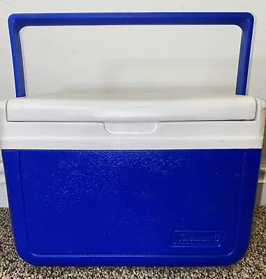 Vintage 1997 Coleman Personal Cooler 5205 Blue White Flip Top Made In USA • $14.99