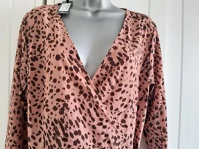 Pretty Little Thing Brownish With Dalmation Print Wrap Over Dress NWT SIZE 14 • £20