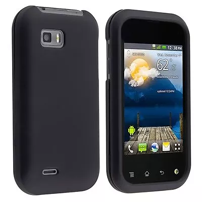 Black LG MyTouch Q C800 LGC800 LG Maxx Faceplate Snap-on Phone Hard Cover Case • $8.75
