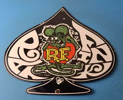 Vintage Rat Fink Sign - Car Mod Auto Hot Rod Gas Pump Plate Porcelain Sign • $142.47