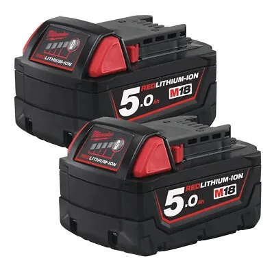 £115.19 • Buy Milwaukee M18B5 18V M18 5Ah Batteries - Pack Of Two
