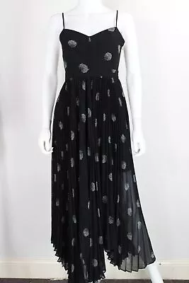 Witchery Black Print Pleat Chiffon Maxi Dress - 8 • $33.95