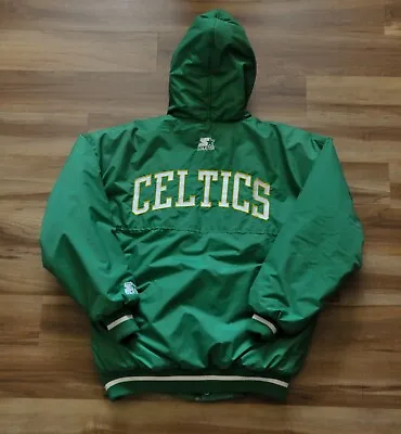 $199.99 • Buy Boston Celtics Starter Heavy Parka Jacket Quilted Lining Hood Men Green Bird M