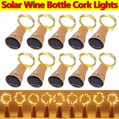 1/6Pack Solar Power Fairy String Lights Wine Bottle Cork Shaped Xmas Party Decor • £12.59