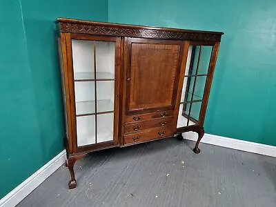 An Antique Edwardian Mahogany Display Cabinet Bookcase ~Delivery Available~ • £115