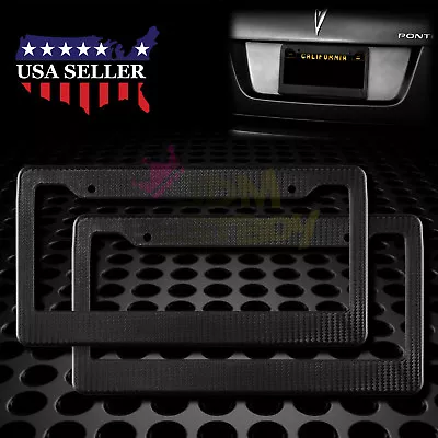 2pcs Plastic Black Carbon Fiber Style License Plate Frames Front & Rear Bracket • $9.88