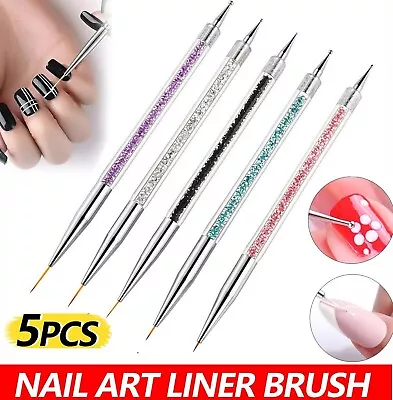 Nail Art Liner Brushes Dual-ended Fine Line 3D Drawing Dotting Brush Polish Pen • $19.99