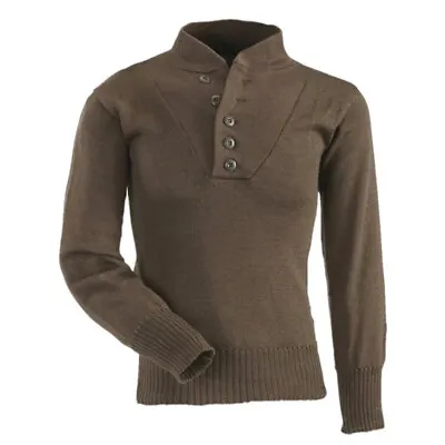 U.S. Army Brown Wool 5 Button Acrylic Fatigue Sweater S To XL VG Cd. Free Ship • $31.99