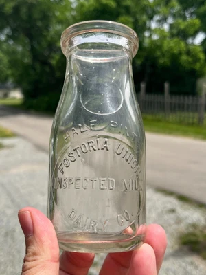 $34.95 • Buy Fostoria Union Inspected Milk Fostoria Ohio Embossed 1/2 Pint