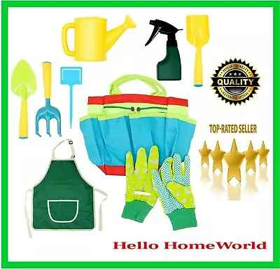 9PC Children's Garden Tool Kit Shovel Rake Trowel Sprayer Gloves Apron Can Bag✨✨ • £19.95