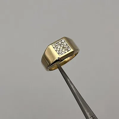 Vintage 14k Yellow Gold Men's Round Pave Diamond .30ctw Ring Size 8.5 • $599.99
