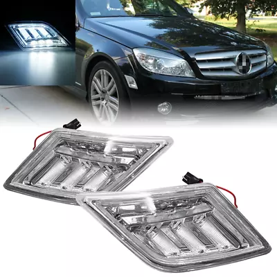 Fit 2008-2011 Mercedes Benz W204/C300/C350/C63 White Bumper Side Marker Lights • $17.66