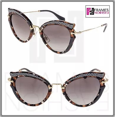 MIU MIU NOIR Crystal MU05SS Butterfly Gold Brown Black Havana Sunglasses 05S • $176.40