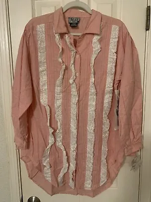 Vintage NWT Milieu Pink Tunic Shirt Dress Lace Ruffles Filene’s • $18