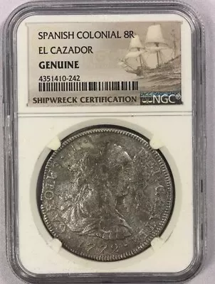 RARE 1772 8 Reales Spanish Colonial Pirate Coin Mexico NGC El Cazador Shipwreck • $249.99
