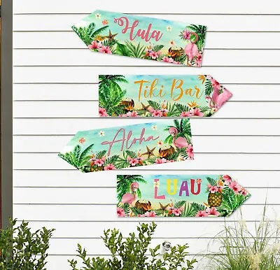 £4.70 • Buy 4 Tropical Hawaii Flamingo Aloha Luau Party Decoration Signs Arrows 