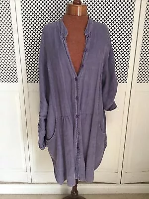 La Bass Linen Jacket/ Shirt Lavender  Size L/XL • $43.52