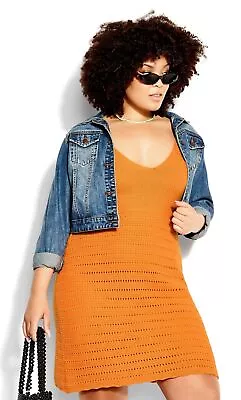 $30 • Buy City Chic Womens Plus Size Crochet Dress Knee Length - Mango
