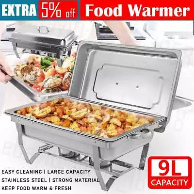 9L Multi Stainless Steel Bain Marie Square Chafing Dish Buffet Food Warmer NEW • $38.55