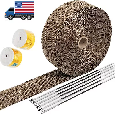 Titanium Wrap 1 Inch X 25 Feet Exhaust Header Heat Wrap & Gold Cool Tape + 6 Tie • $11.95