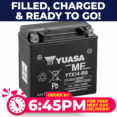 Genuine Yuasa YTX14-BS High Power AGM GEL Motorbike Motorcycle Battery YTX14BS • £67.90