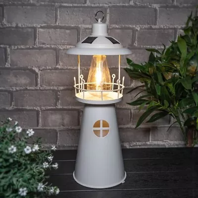 Solar Lighthouse LED Garden Light Lantern Deck Patio Flower Bed Table Decor • £19.99