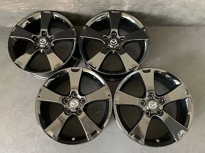 (4) Mazda 3 High Gloss Black Powder Coat Wheels Rims + Caps 17  Hol.64861 • $795