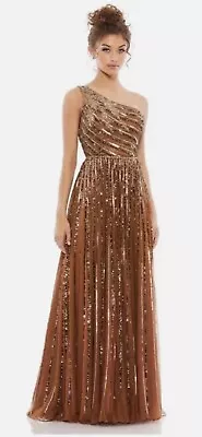 Mac Duggal 5220 Embellished One Shoulder A-Line Gown Copper Brown Size 18 • $199.99