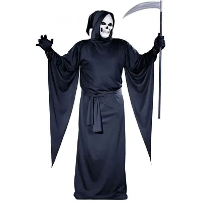 Grim Reaper Mens Adult Black Keeper Of Souls Halloween Costume  Cloak PLUS Size • $29.88