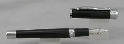 Monteverde Strata Black & Chrome Fountain Pen - New In Box - Omniflex Nib • $24