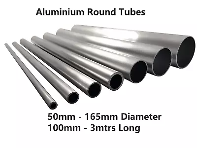 Aluminium Round Tube Hollow 50mm 57mm 63mm 65mm 75mm 100mm 6082T6 6063T6 • £55.34