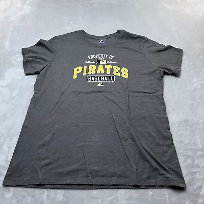 Pittsburgh Pirates Shirt Womens 2XL XXL Gray Majestic Graphic Print Logo MLB • $10.39