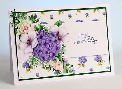 Handmade Customise Decoupage Special Day Blue White Pink Yellow Flowers 5x7 • £2.70