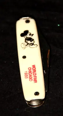 Vintage Mickey Mouse Pocket Knife Says 1933 World Fair On It Reproduction? • $49.99