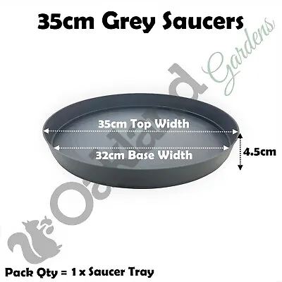 £6.25 • Buy Round Plastic Plant Pot Saucer Water Drip Tray 35cm Grey Base Tray Qty = 1