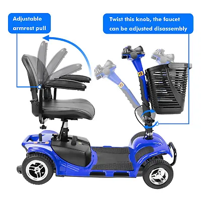 $699 • Buy 4 Wheels Mobility Scooter Power Wheel Chair Electric Device Adult Travel W/light