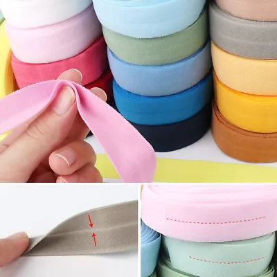 10m Fold Over Spandex Elastic Ribbon Band DIY Sewing Lace Trims Garment Clothes • £3.59