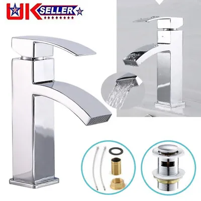 £21.87 • Buy Waterfall Bathroom Tap Chrome Square Mono Faucet Sink Counter Basin Mixer Tap