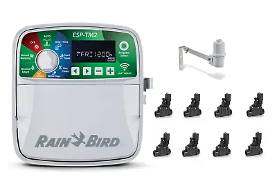 Rain Bird 8 Station ESP-TM2 Kit With Valves And Rain Sensor • $425