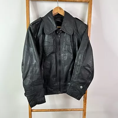 Vintage Babylon Motorcycle Leather Jacket 20 Black Ex Police 1980s • $125.23