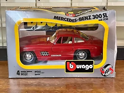 Diecast 1/24 Bburago Mercedes-Benz 300SL Red #0130 Made In Italy New In Box Vtg • $16.99