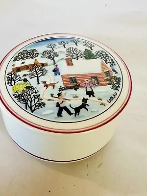 Rare Villeroy & Boch Naif Christmas Scene Covered Porcelain Trinket Box • $11.95